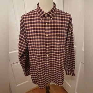 Camisa J Crew Vintage Principios de los 90 Etiqueta Oarsman Roja Tostada a Cuadros Abotonada Para Hombre XXL - Imagen 1 de 12