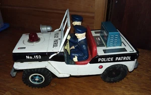 Vintage Japan (Daiya) battery operated POLICE PATROL JEEP - 10" long WORKS, read - Picture 1 of 6