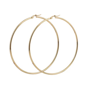 1 PAIRE CREOLES DORE 85mm BOUCLES D'OREILLES ACIER INOXYDABLE HYPOALLERGENIQUE - Foto 1 di 2