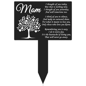 Mom Memorial Stakes Grave Cemetery Decorations Metal Grave Markers Plaque Sym... - Picture 1 of 6