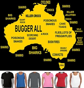 Funny T-Shirts Aussie Maps Mens Ladies Singlets Straya t shirt Australian Tee - Picture 1 of 21