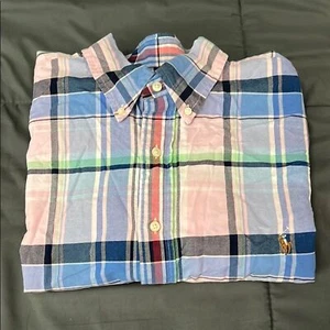 Polo a cuadros manga corta con botones talla 2XB - Imagen 1 de 6