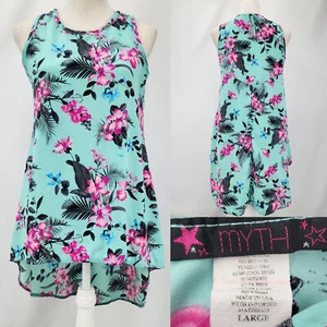 Myth Junior große 36" Brust leicht Poly Schlüsselloch hinten tropisch neuwertig HiLo Top - Bild 1 von 15