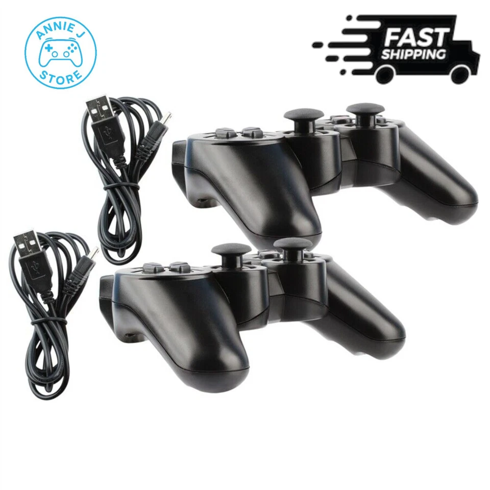 2x Black Wireless Bluetooth Video Game Controller Pad For Sony PS3 Playstation 3 - Image 1 of 1