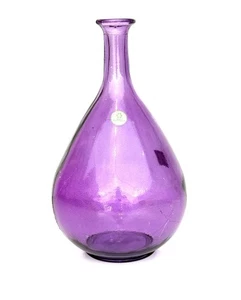 Vintage San Miguel Purple Recycled Glass Teardrop Vase 12” Tall Spain Handmade - Picture 1 of 17