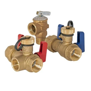 Tankless Water Heater Service Valve Kit, 3/4 Inch FNPT Union x 3/4 Inch FIP S... - Picture 1 of 6