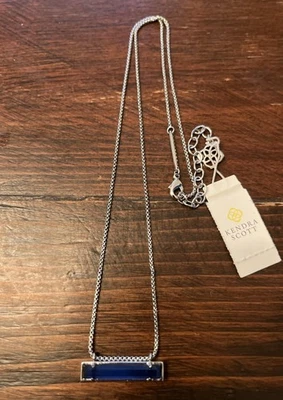 Kendra Scott Leanor Barra de Cristal de Zafiro Colgante Collar Chapado en Rodio 18"L + 2" Foto 1 de 4