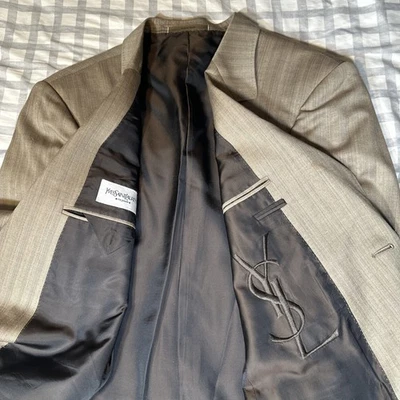 Yves Saint Laurent YSL Made in Spain Vintage Wool Jacket Blazer Brown Size 52R - Image 1 of 4