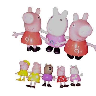 Peppa Pig Figure Lot - 3 Large & 5 Small Character Toys Mixed Set Bundle - image 1 of 3