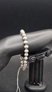 Vintage Mexiko Sterlingsilber Perlenarmband 7 Zoll 10,5 mm Perlen 17,4 g - Bild 1 von 13