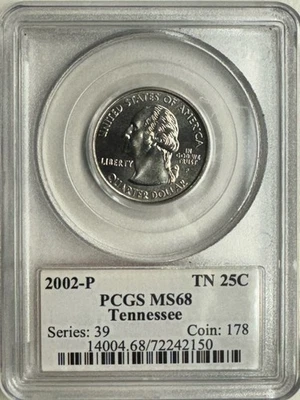 2002-P PCGS MS68 TENNESSEE STATE QUARTER  - $5.00 FLAT RATE SHIPPING - Image 1 of 4