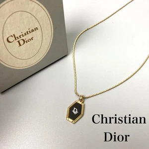 Auténtico collar Christian Dior cadena vintage oro negro accesorio de Japón - Imagen 1 de 10