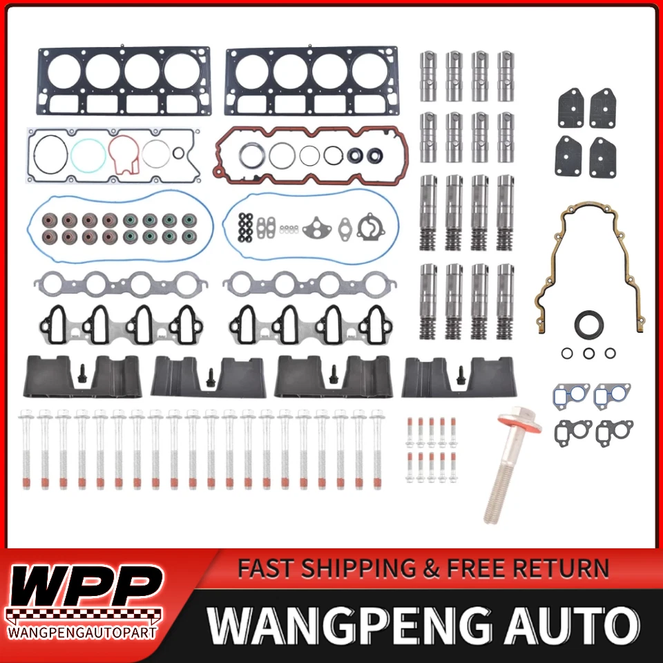 FOR 05-14 Chevy GM 5.3L AFM Lifter Kit Head Gasket Set, Head Bolts Lifters Foto 1 de 4