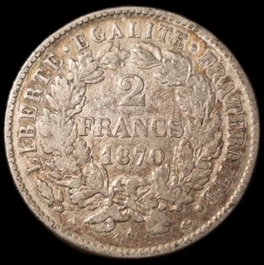 2 Francs Cérès 1870 A - Foto 1 di 2