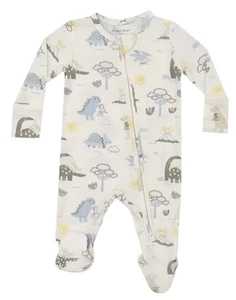 Neu mit Etikett Angel Dear Baby Love Dinos Füßlinge Bambus Größe 3-6 Monate 2-Wege-Reißverschluss - Bild 1 von 3