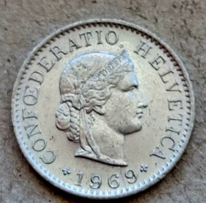 1969 Switzerland 5 Rappen KM# 26 SELLER SHIPPINGG - Picture 1 of 2