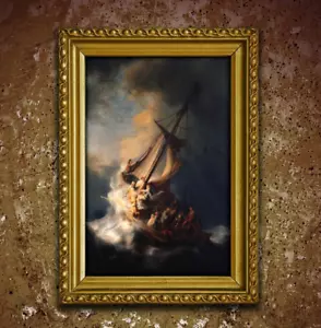 Rembrandt - Sturm am See Genezareth - Wandkunst Druck Poster EXTRA GROSS 66x44 - Bild 1 von 3
