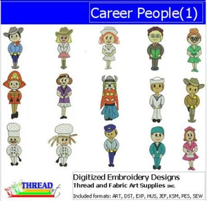  Embroidery Design Set - Career People(1) - 15 Designs - 9 Formats - USB Stick - Picture 1 of 17