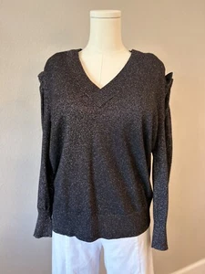Chelsea 28 black & gold metallic knit sweater size large - Picture 1 of 4