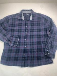 Eddie Bauer Shirt Mens 2XL Blue Plaid Long Sleeve Button Up Flannel Pocket - Picture 1 of 14