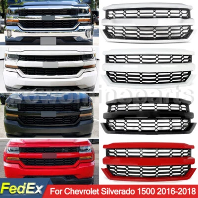 7 Color Front Upper Bumper Grille US For Chevrolet Silverado 1500 LTZ 2016-2018 - Image 1 of 2