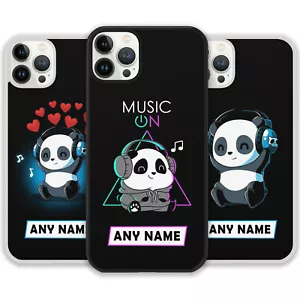 Custodia telefono panda musica carina nome personalizzata iPhone Samsung Kawaii regalo - Foto 1 di 10