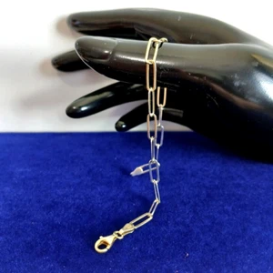 Sterling Silver Paper Clip Bracelet ~ 6.75" ~ Links 10.7 x 3.8mm ~ Very dainty - Picture 1 of 7