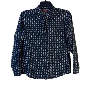 Five Star by Roper Button Up Western Shirt Men's Large Black Floral Horseshoe - Picture 1 of 13