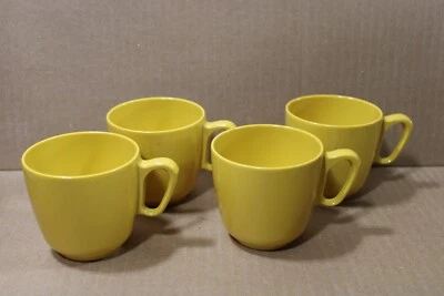 Vintage Mid Century Prolon Ware Yellow 4 Coffee Cup Mugs Melamine Dinnerware C4 - Image 1 of 4