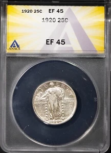 1920 Silver 25c Standing Liberty XF 45 ANACS # 7625502 + Bonus - Picture 1 of 2