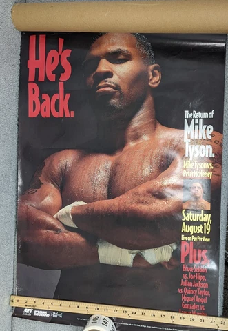 Vintage Mike Tyson Poster He's Back vs. Peter McNeely 1995 Rare Version Original Cover