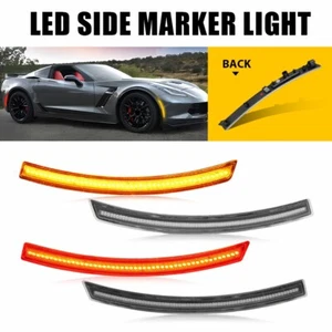 4PC LED Front+Rear Side Marker Lights Amber Red For 2014-2019 Chevy Corvette  C7 - Picture 1 of 13
