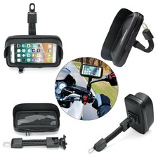 Motorcycle GPS Waterproof Cell Phone Case Bag Rearview Mirror Mount Holder Stand