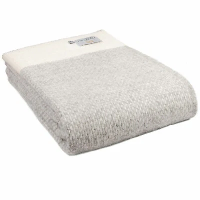 Alfombra manta lana nueva 100 % pura TWEEDMILL TEXTILES TEJIDO CRUZADO GRIS Y CREMA Foto 1 de 4