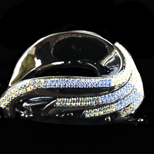 New Light Blue Crystal 1 1/2'' Round Hair Claw Clip - Picture 1 of 5