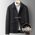 Mens 100% Wool Short Double-Sided Warm Coat Detachable Down Lined  Jacket Sz