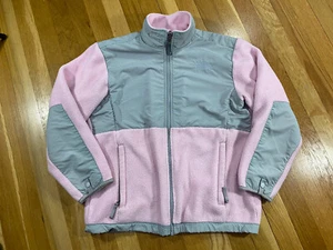 The North Face Fleece Jacket Girls Size Youth Large L Pink Gray Full Zip - Picture 1 of 7