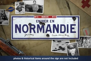 Letrero autografiado por la Segunda Guerra Mundial Día D quinto héroe guardabosques general John Raaen no Robert Taylor - Imagen 1 de 12