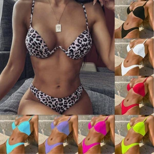 UK Womens Sexy Bikini Set Swimsuit Beach Push Up Bra Thong Bathing Suit Swimwear - Picture 1 of 41