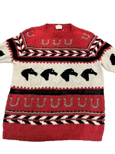 Millers Sportific Collection Strickpullover Large Reitsport Pferd Hufeisen Vintage - Bild 1 von 7