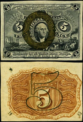 FR. 1234 5 c. 2nd Issue Fractional Note Choice CU+ - Image 1 of 3