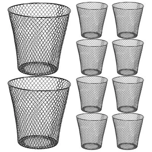 10 Pack 11inch Black Round Waste Basket,Wire Mesh Desk Metal Trash Garbage - Picture 1 of 7
