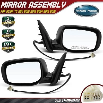 Espejo retrovisor eléctrico negro para conductor y pasajero 2 piezas con intermitente para Scion tC 2011-2016 Foto 1 de 4