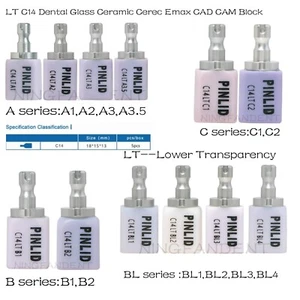 Bloques de cerámica de vidrio disilicado de litio LT A/B/BL/C C14 compatibles con CAD/CAM dental - Imagen 1 de 82