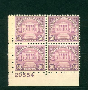 U.S. 1931, Amphitheater, Rotary Pl#, SC# 701, Block of 4, Marginal, 50¢ (cv$240) - Picture 1 of 2