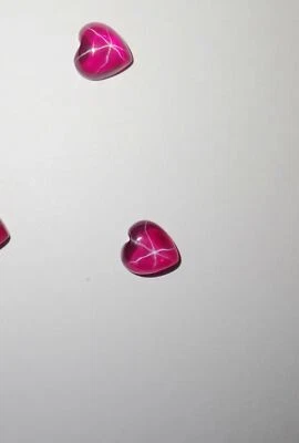 Transparent Star Ruby Heart 6x6 mm Cabochon Created 6 Rayed Stone 2 pieces Lot - Image 1 of 4
