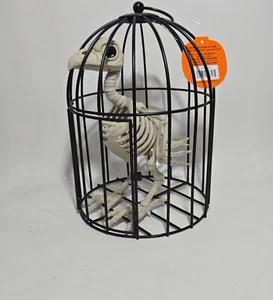 Bird Skeleton in a Cage Halloween Decoration - Picture 1 of 3