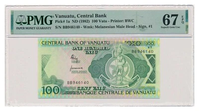 VANUATU banknote 100 Vatu 1982 PMG MS 67 EPQ Superb Gem Uncirculated - Image 1 of 2