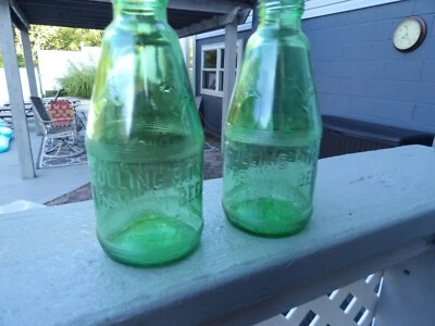 Lote de 2 Vintage 7 oz. Botellas de cerveza Rolling Rock verde Latrobe Pa Foto 1 de 3