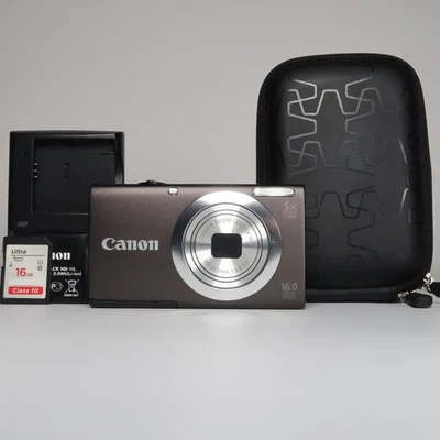 [Mint] Canon Powershot A2400 IS Digital Camera Black 16MP 5X Case, SD Card 16Gb - Photo 1/4